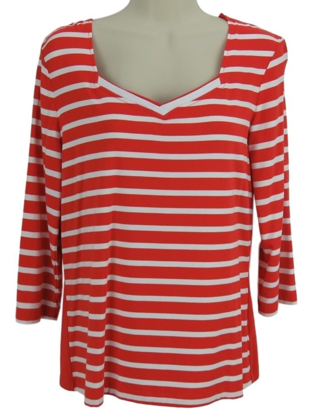 Orly Top Womens Size Medium Stripe Red White Sweatheart Neckline Stripe NWT's